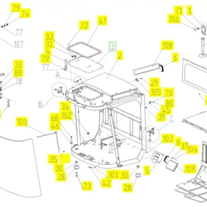 Oryginalne mocowanie zaczepu zamka drzwi o numerze katalogowym 100232819, stosowane w kombajnach zbożowych marki Rostselmash schemat.