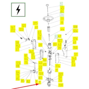 Oryginalny stojak kolumny kierowniczej o numerze katalogowym 100234153, stosowany w kombajnach zbożowych marki Rostselmash schemat.
