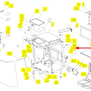 Oryginalny kątownik o numerze katalogowym 100303372, stosowany w kombajnach zbożowych marki Rostselmash schemat.