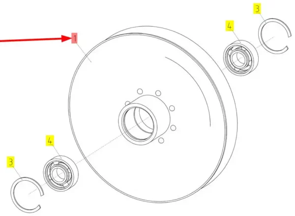 Oryginalne koło pasowe o numerze katalogowym 100314666, stosowane w hederach marki Rostselmash- schemat.