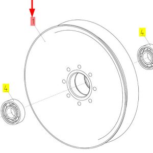 Oryginalne koło pasowe o numerze katalogowym 100315315, stosowane w hederach marki Rostselmash- schemat.