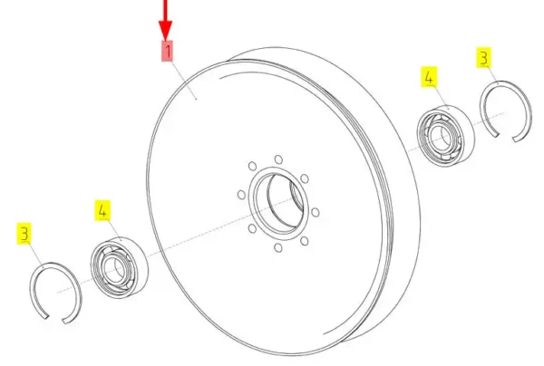 Oryginalne koło pasowe o numerze katalogowym 100315315, stosowane w hederach marki Rostselmash- schemat.