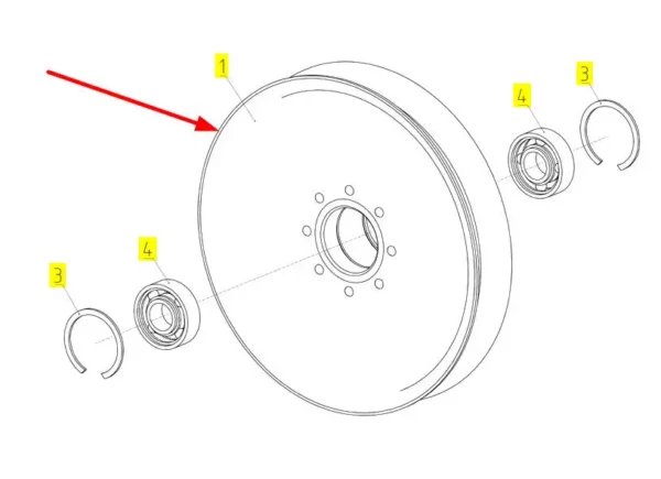 Oryginalne koło pasowe stalowe ślimaka hederu o numerze katalogowym 100315316, stosowane w kombajnach zbożowych marki Rostselmash schemat.