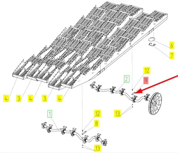 Oryginalna podkładka wału wytrząsaczy o wymiarach 125,4 x 29,7 x 1 mm, numerze katalogowym 100325839, o zastosowaniu w kombajnach zbożowych marki Rostselmash schemat