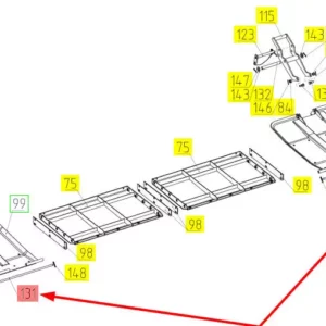 Oryginalna oś ślizgu hederu o numerze katalogowym 100326571, stosowana w kombajnach zbożowych marki Rostselmash. Schemat