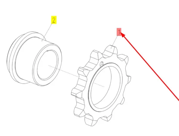 Oryginalne koło zębate wałka przenośnika pochyłego o numerze katalogowym 100340213, stosowane w kombajnach zbożowych marki Rostselmash schemat.