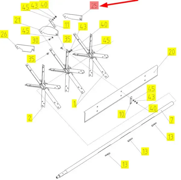 Oryginalny sekcja wentylatora sit  o numerze katalogowym 100343674, stosowany w kombajnach zbożowych marki Rostselmash- schemat.