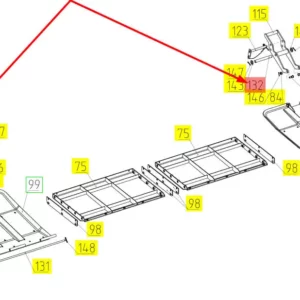 Oryginalny sworzeń dźwigni osłony hederu o numerze katalogowym 100355713, stosowany w kombajnach zbożowych marki Rostselmash. Schemat