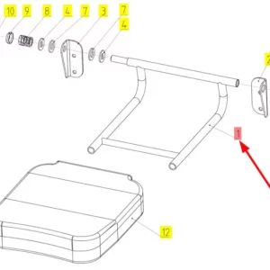 Oryginalna rama siedzenia pasażera o numerze katalogowym 100394116, stosowana w kombajnach zbożowych marki Rostselmash schemat.