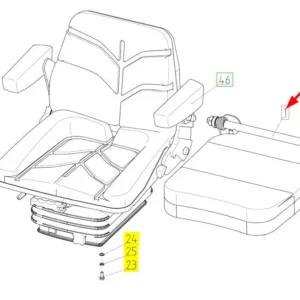 Oryginalne siedzenie pasażera kompletne o numerze katalogowym 100394123, stosowane w kombajnach zbożowych marki Rostselmash schemat.