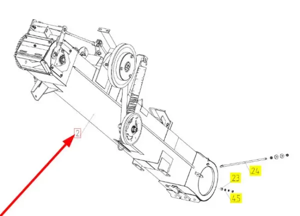 Oryginalny elewator zbożowy o numerze katalogowym 100401766, stosowany w kombajnach zbożowych marki Rostselmash. schemat