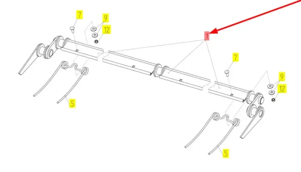 Oryginalna rura motowideł o długości 9 m i numerze katalogowm 100420693, stosowana w hederach kombajnów zbożowych marki Rostselmash schemat.