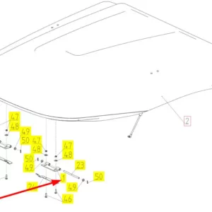 Oryginalny zawias dachu kabiny o numerze katalogowym 100441865, stosowany w kombajnach zbożowych marki Rostselmash schemat.