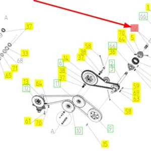 Oryginalny wałek napędu hederu o numerze katalogowym 100443684, stosowany w hederach zbożowych marki Rostselmash. schemat