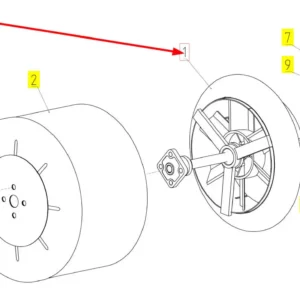 Oryginalny wirnik powietrza wraz z piastą o numerze katalogowym 100454668, stosowany w kombajnach zbożowych marki Rostselmash schemat.