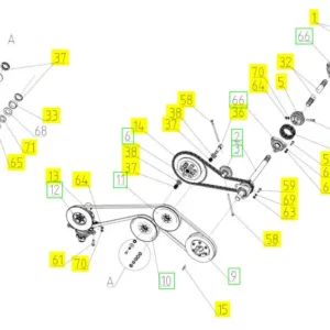 Oryginalny łańcuch rolkowy o numerze katalogowym 100503944, stosowany w hederach zbożowych marki Rostselmash. schemat