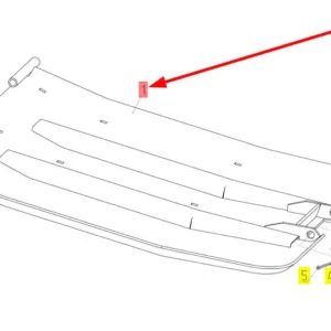 Oryginalny ślizg plastikowy hederu o numerze katalogowym 100505493, stosowany w hederach zbożowych marki Rostselmash. schemat