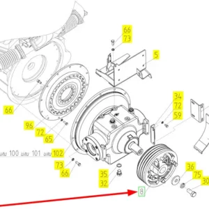 Oryginalne koło pasowe o numerze katalogowym 100536373, stosowane w kombajnach zbożowych marki Rostselmash schemat.