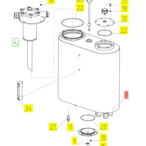 Oryginalna śruba spustowa zbiornika oleju hydraulicznego o numerze katalogowym 100590560, stosowana w kombajnach zbożowych marki Rostselmash schemat.