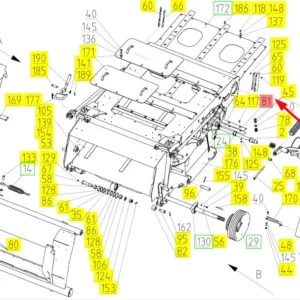 Oryginalny pas przenośnika pochyłego o numerze katalogowym 100619609, stosowany w kombajnach zbożowych marki Rostselmash- schemat.
