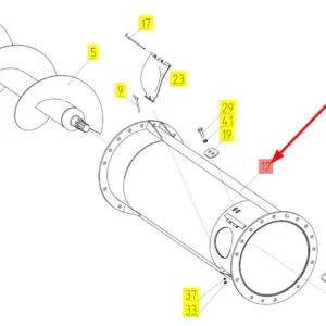 Oryginalna obudowa ślimaka rury wyładowczej o numerze katalogowym 100635285, stosowana w kombajnach zbożowych marki Rostselmash schemat.
