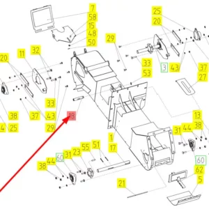 Oryginalny sworzeń o numerze katalogowym 100659877, stosowany w kombajnach zbożowych marki Rostselmash schemat.