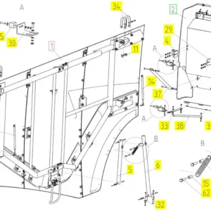 Oryginalny zawias osłony o numerze katalogowym 100666420, stosowany w kombajnach zbożowych marki Rostselmash schemat.