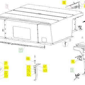 Oryginalne mocowanie o numerze katalogowym 100671591, stosowane w kombajnach zbożowych marki Rostselmash schemat.