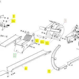 Oryginalne mocowanie o numerze katalogowym 100673143, stosowane w kombajnach zbożowych marki Rostselmash schemat.