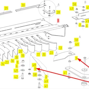 Oryginalna tuleja o numerze katalogowym 100688796, stosowana w kombajnach zbożowych marki Rostselmash schemat.