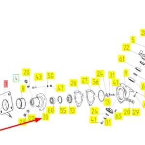 Oryginalna obudowa przekładni o numerze katalogowym 100720443, stosowana w kombajnach zbożowych marki Rostselmash schemat.
