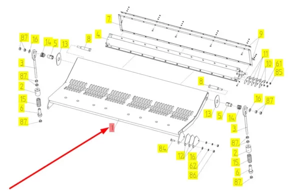 Oryginalny element obudowy sita o numerze katalogowym 100723637, stosowany w kombajnach zbożowych marki Rostselmash schemat.