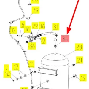 Oryginalne złącze wysokociśnieniowe o numerze katalogowym 100725062, stosowane w kombajnach zbożowych marki Rostselmash- schemat.