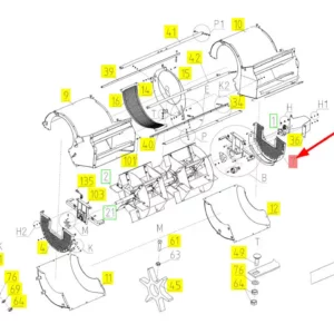 Oryginalny element obudowy wentylatora wialni o numerze katalogowym 100732647, stosowany w kombajnach zbożowych marki Rostselmash schemat.