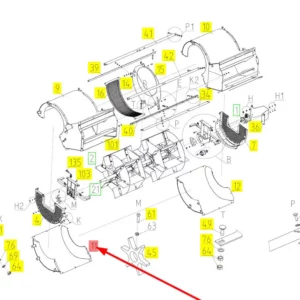 Oryginalny element obudowy wentylatora wialni o numerze katalogowym 100735353, stosowany w kombajnach zbożowych marki Rostselmash schemat.