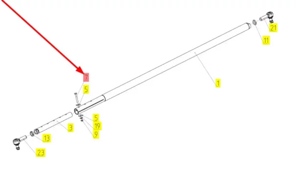 Oryginalna śruba M12 o numerze katalogowym 100755478, stosowana w kombajnach zbożowych marki Rostselmash schemat