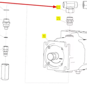 Oryginalny trójnik hydrauliczny o numerze katalogowym 100760572, stosowany w kombajnach zbożowych marki Rostselmash schemat.