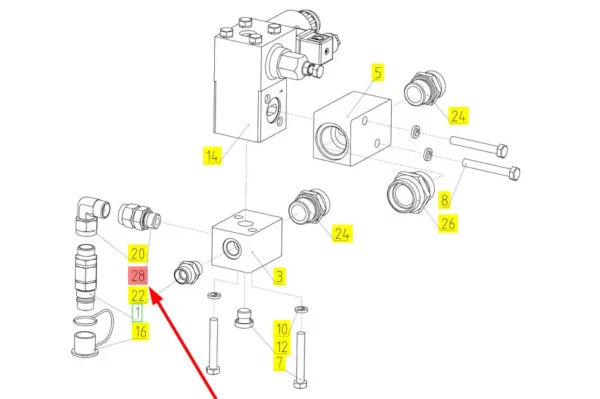 Oryginalne złącze hydrauliczne o numerze katalogowym 100773182