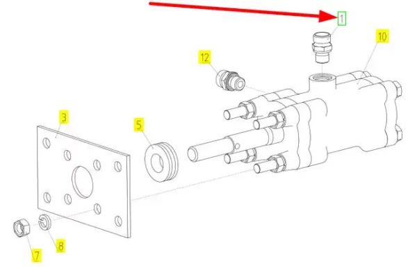 Oryginalne złącze hydrauliczne o numerze katalogowym 100775478, stosowane w kombajnach zbożowych marki Rostselmash.