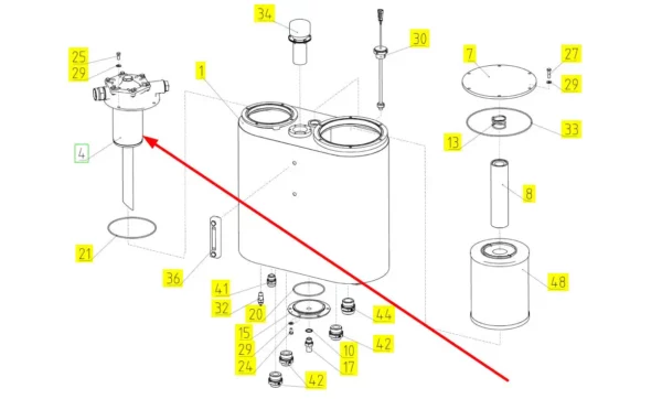Oryginalny filtr zbiornika oleju hydraulicznego o numerze katalogowym 100786740, stosowany w kombajnach zbożowych marki Rostselmash schemat.