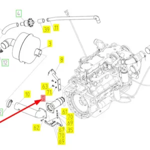 Oryginalna rura wydechu o numerze katalogowym 100790377, stosowana w kombajnach zbożowych marki Rostselmash schemat.