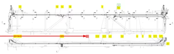 Oryginalny przewód hydrauliczny o numerze katalogowym 100798652, stosowany w hederach zbożowych marki Rostselmash schemat