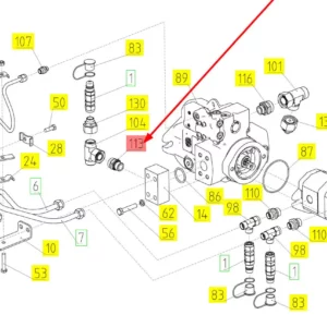 Oryginalna złączka hydrauliczna o numerze katalogowym 100803994, stosowana w kombajnach zbożowych marki Rostselmash schemat.