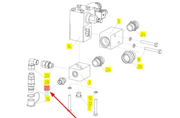 Oryginalna złączka hydrauliczna o numerze katalogowym 100805282