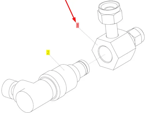 Oryginalny adapter hydrauliczny pompy o numerze katalogowym 100834204, stosowany w kombajnach zbożowych marki Rostselmash- schemat.