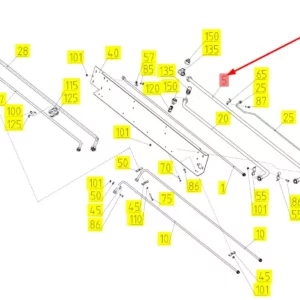 Oryginalny przewód hydrauliczny o numerze katalogowym 100842107, stosowany w kombajnach zbożowych marki Rostselmash schemat.