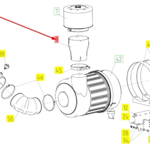 Oryginalny kołnierz dolotowy o numerze katalogowym 100859059, stosowany w kombajnach zbożowych marki Rostselmash schemat.