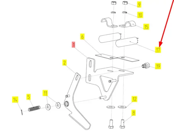 Oryginalny czujnik o numerze katalogowym 100881552, stosowany w kombajnach zbożowych marki Rostselmash schemat.