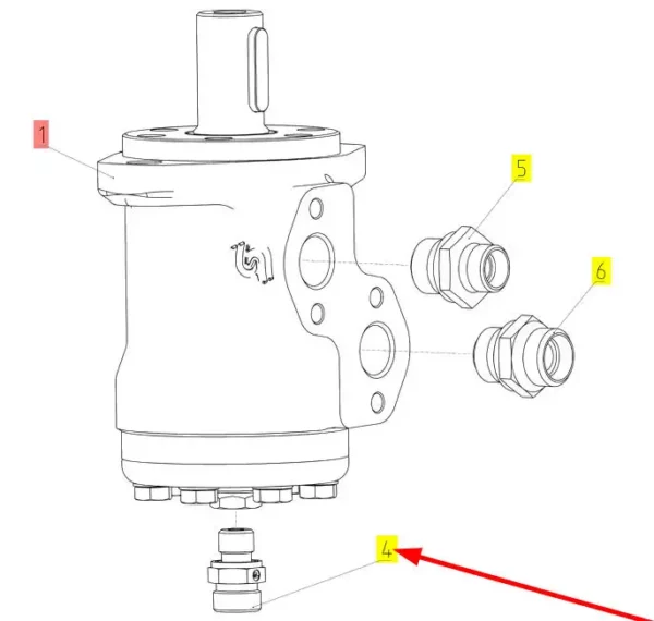 Oryginalne złącze hydrauliczne o numerze katalogowym 100965848, stosowane w kombajnach zbożowych marki Rostselmash schemat.