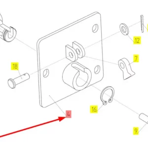 Oryginalna płytka  zamka o numerze katalogowym 101009683, stosowana w kombajnach zbożowych marki Rostselmash- schemat.